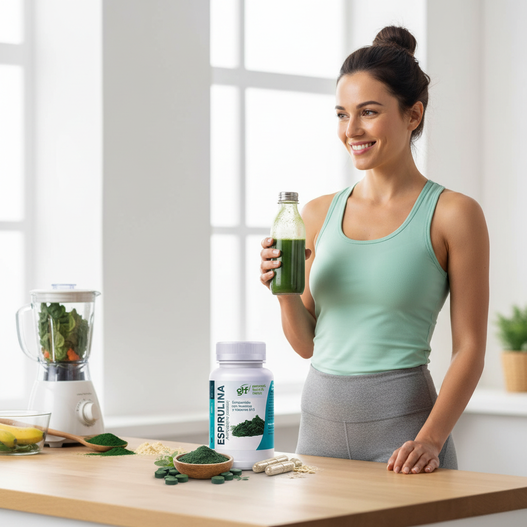 Espirulina GHF - Persona energética y saludable, vitalidad y nutrición natural