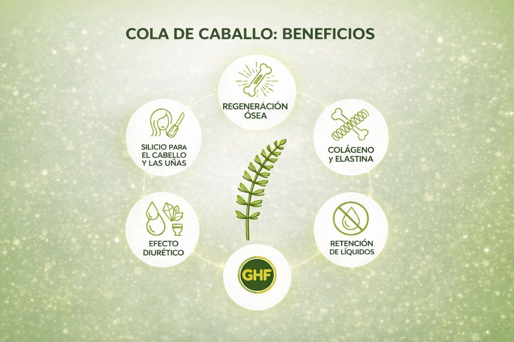 GHF Cola de Caballo 500mg Rica en Sílice y Minerales - 100 Comprimidos Remineralizante