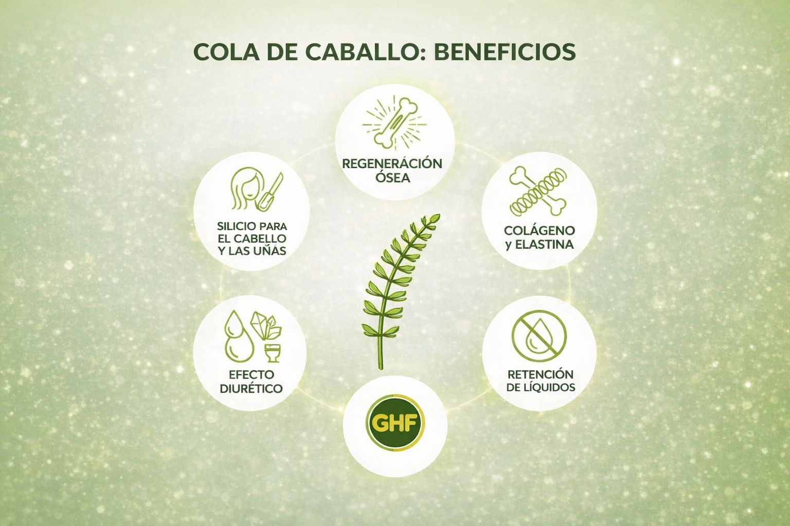 GHF Cola de Caballo 500mg Rica en Sílice y Minerales - 100 Comprimidos Remineralizante