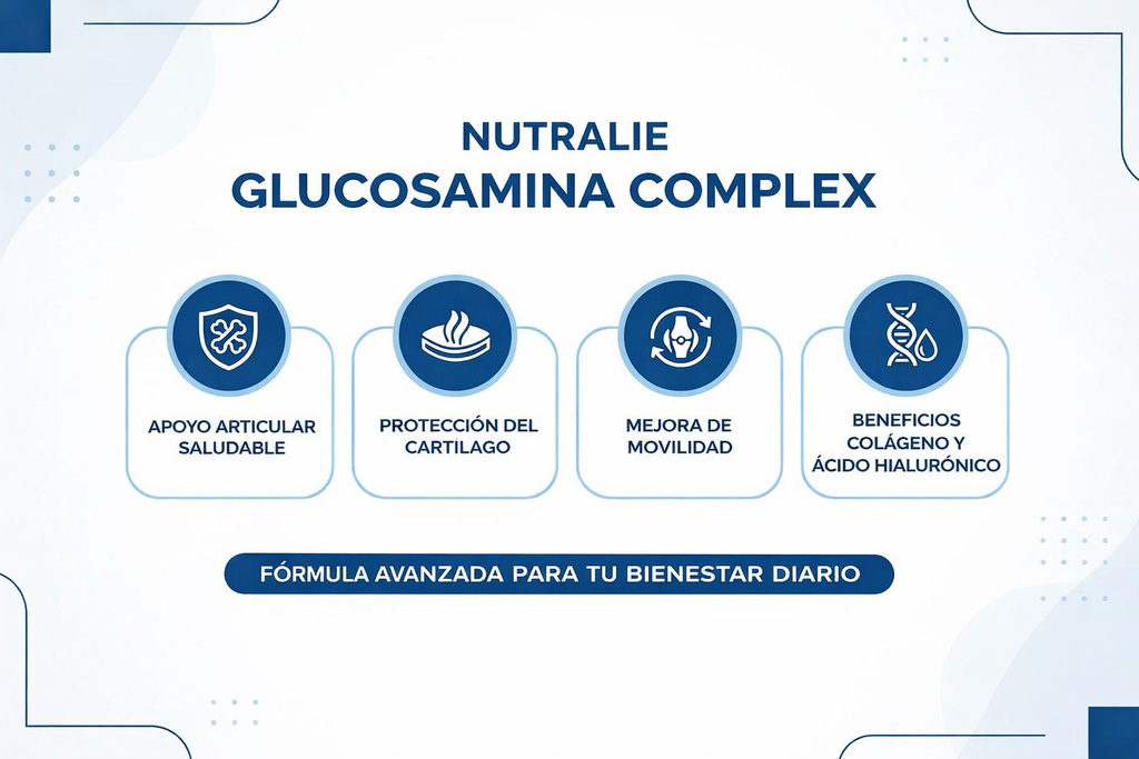 Glucosamina con Condroitina y MSM – Dolor Articular y Cartílago – Colágeno + Ácido Hialurónico – Flexibilidad y Movilidad – 120 Tabletas Nutralie