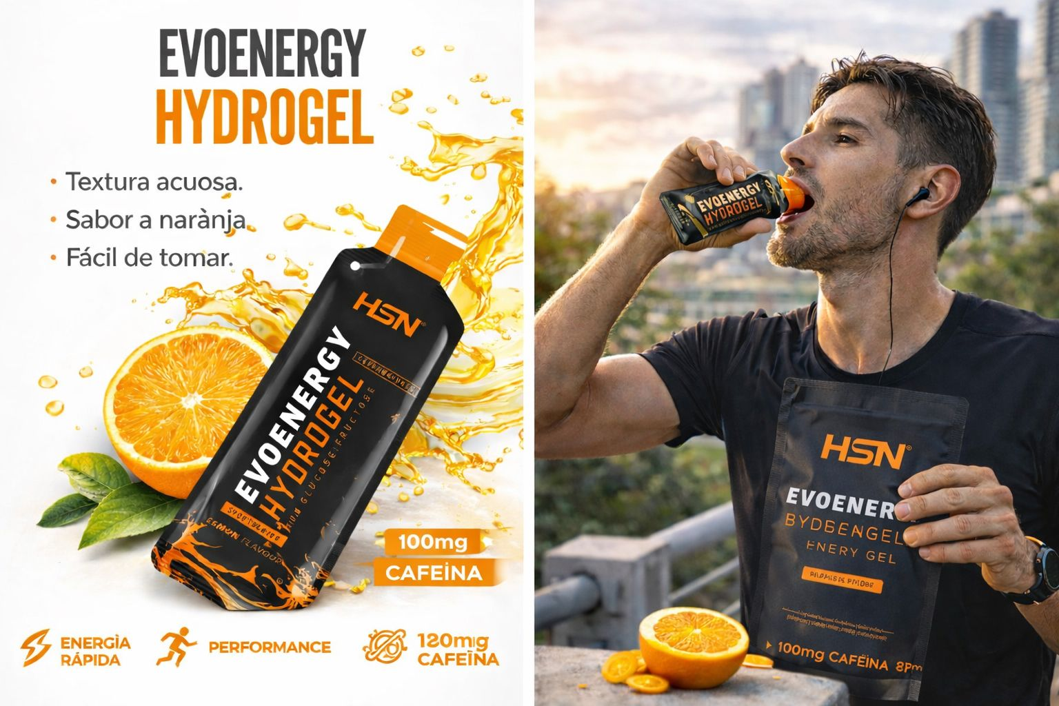 Evoenergy Hydrogel Con Cafeína 70ml - Naranja