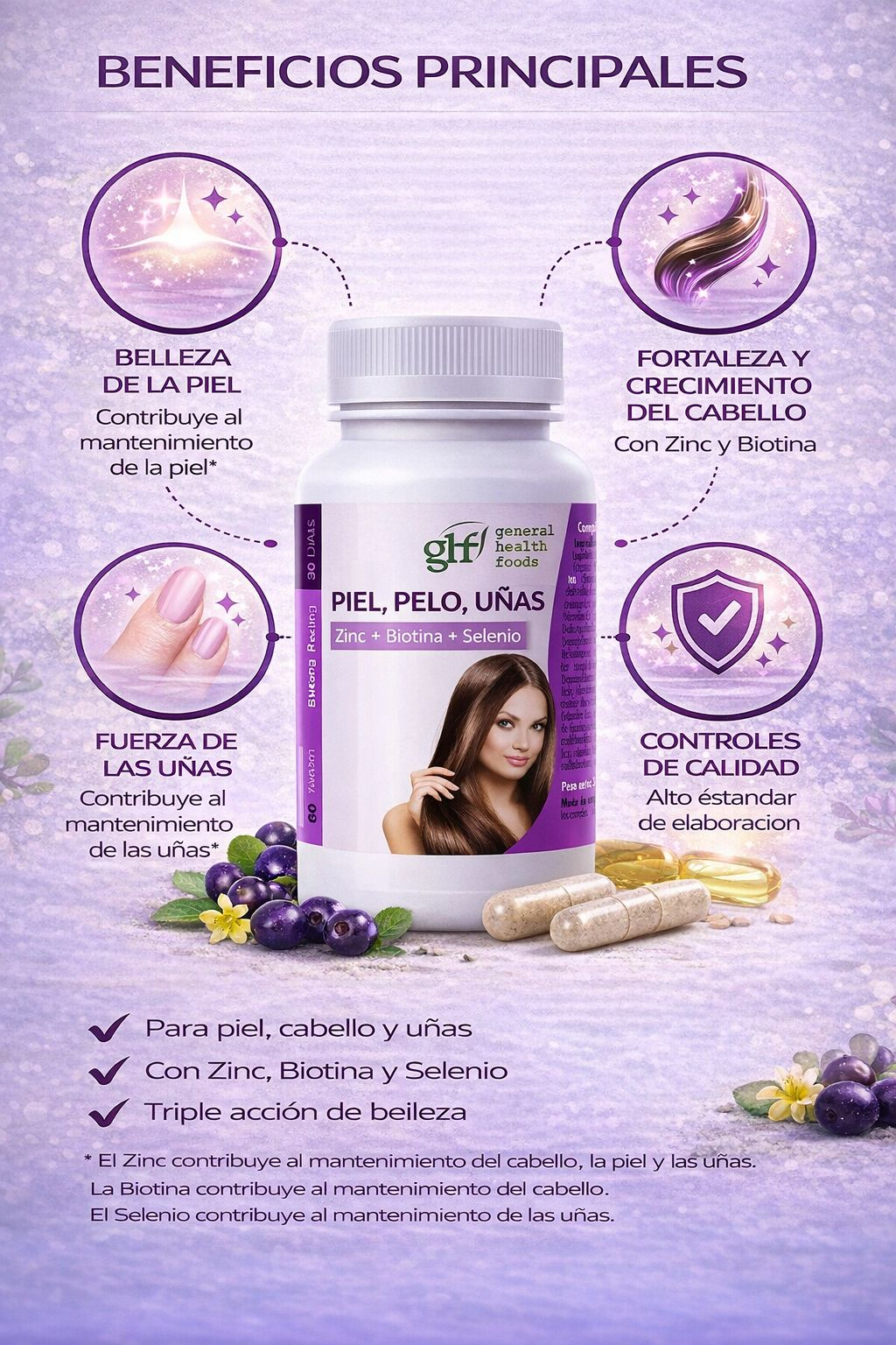GHF Piel, Pelo y Uñas 522mg 60 cápsulas