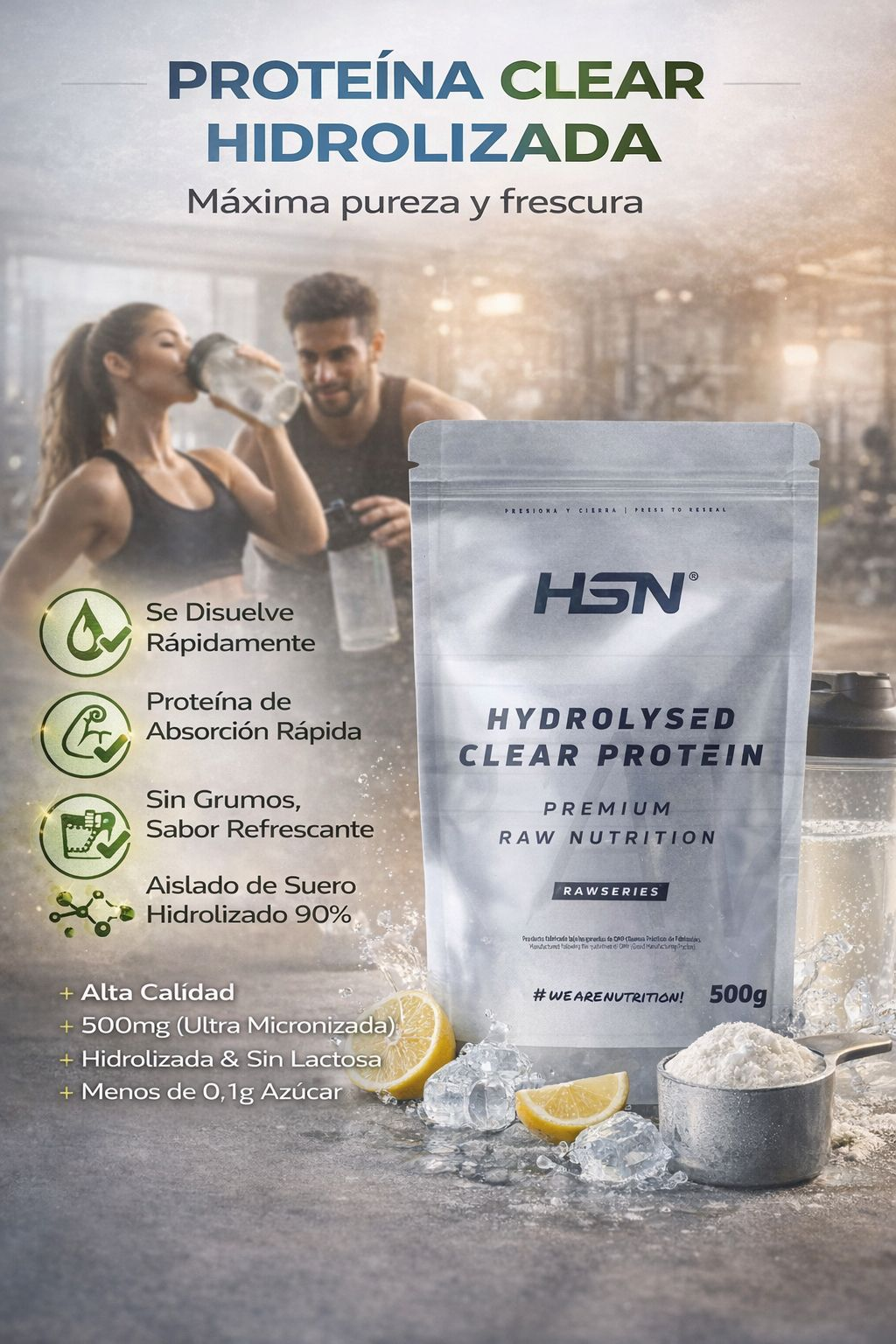 HSN Aislado de Proteína Hidrolizada Clear Whey 500g