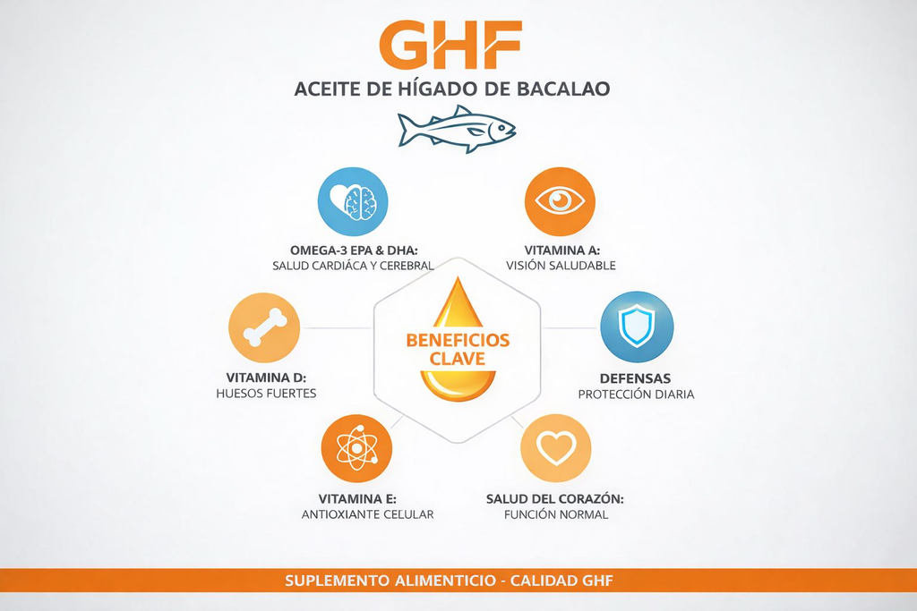 GHF Cod Liver Oil 685mg with Omega-3, Vitamins A, D3 and E - 110 Softgels