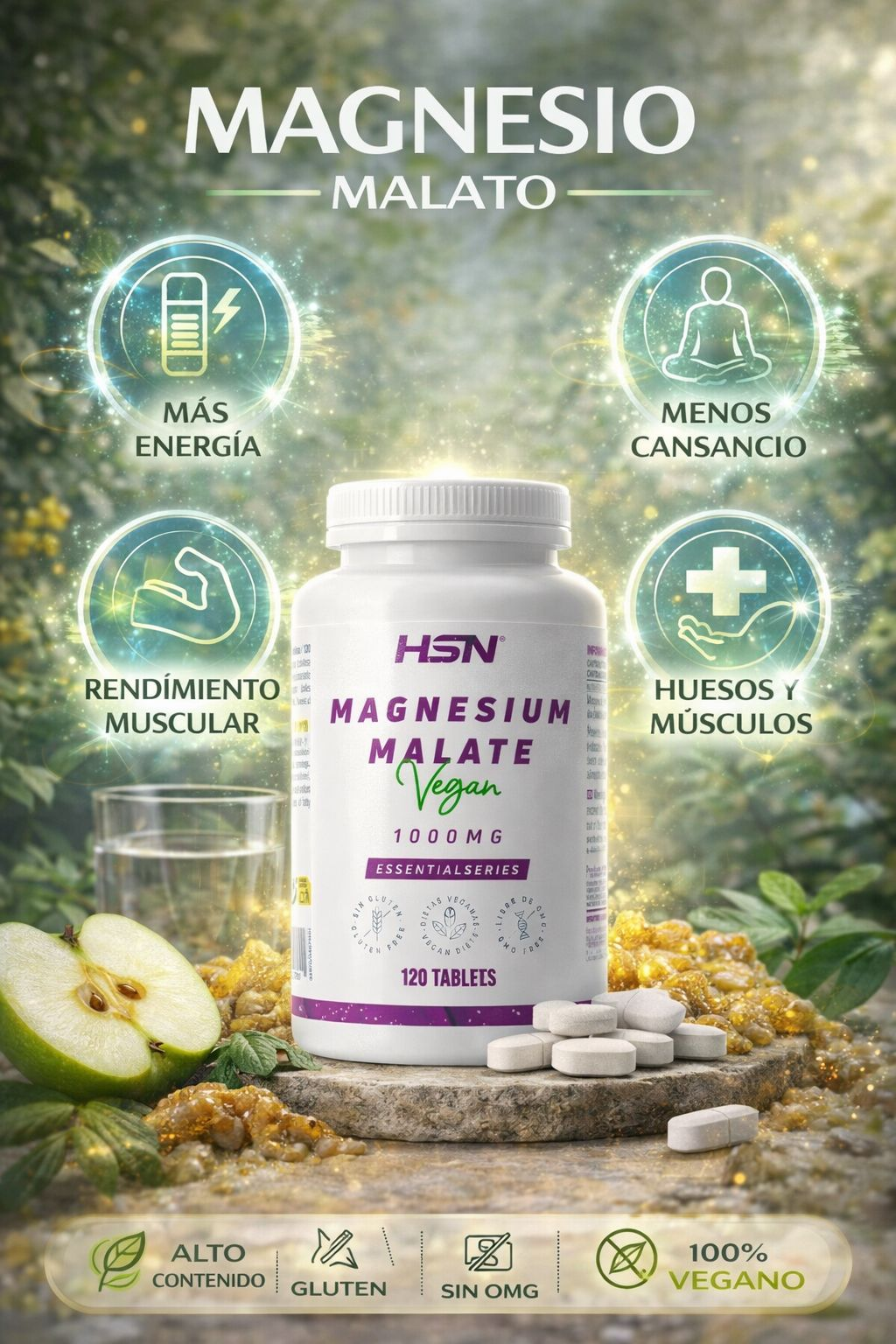 Magnesium Malate 1000mg - 120 Vegan Tablets