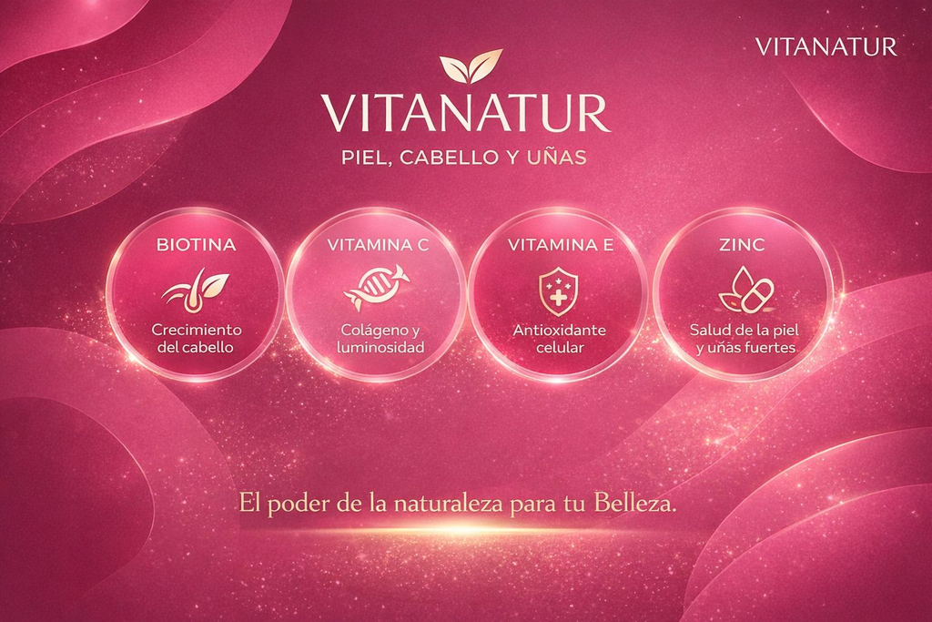 Vitanatur Gummies for Skin, Hair, and Nails with Biotin, Vitamins C and E, and Zinc - 60 Sugar-Free Gummies