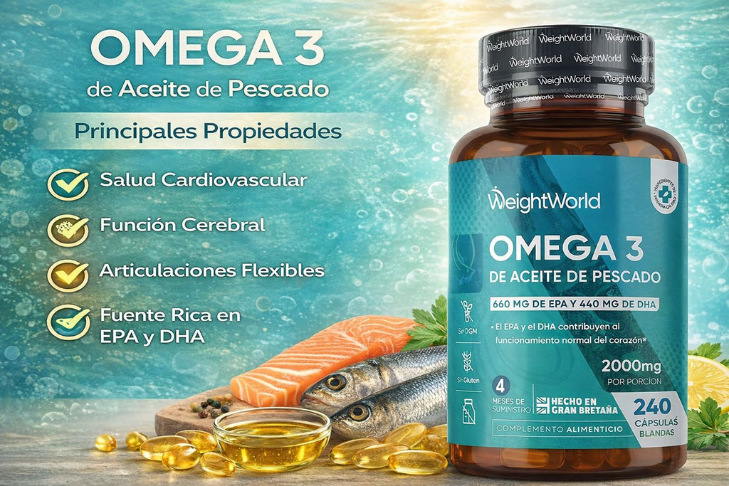 WeightWorld Omega 3 de Aceite de Pescado 2000mg - 660mg EPA 440mg DHA - 240 Cápsulas