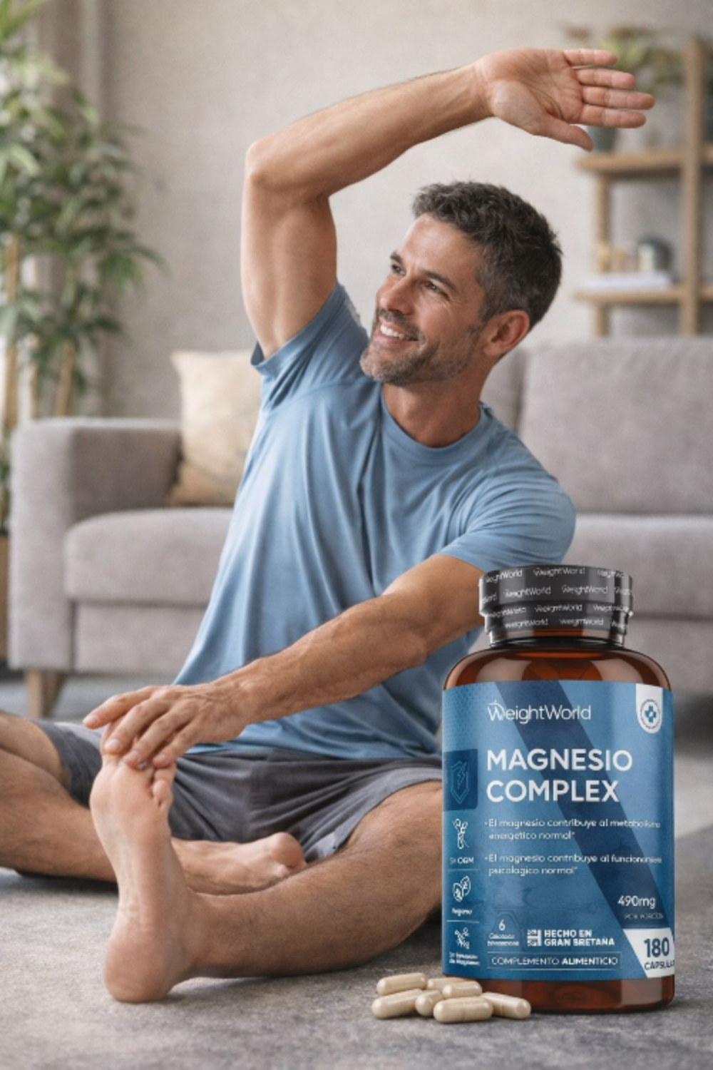 WeightWorld Magnesio Complex 400mg - 6 Tipos de Magnesio con L-Leucina - 180 Cápsulas