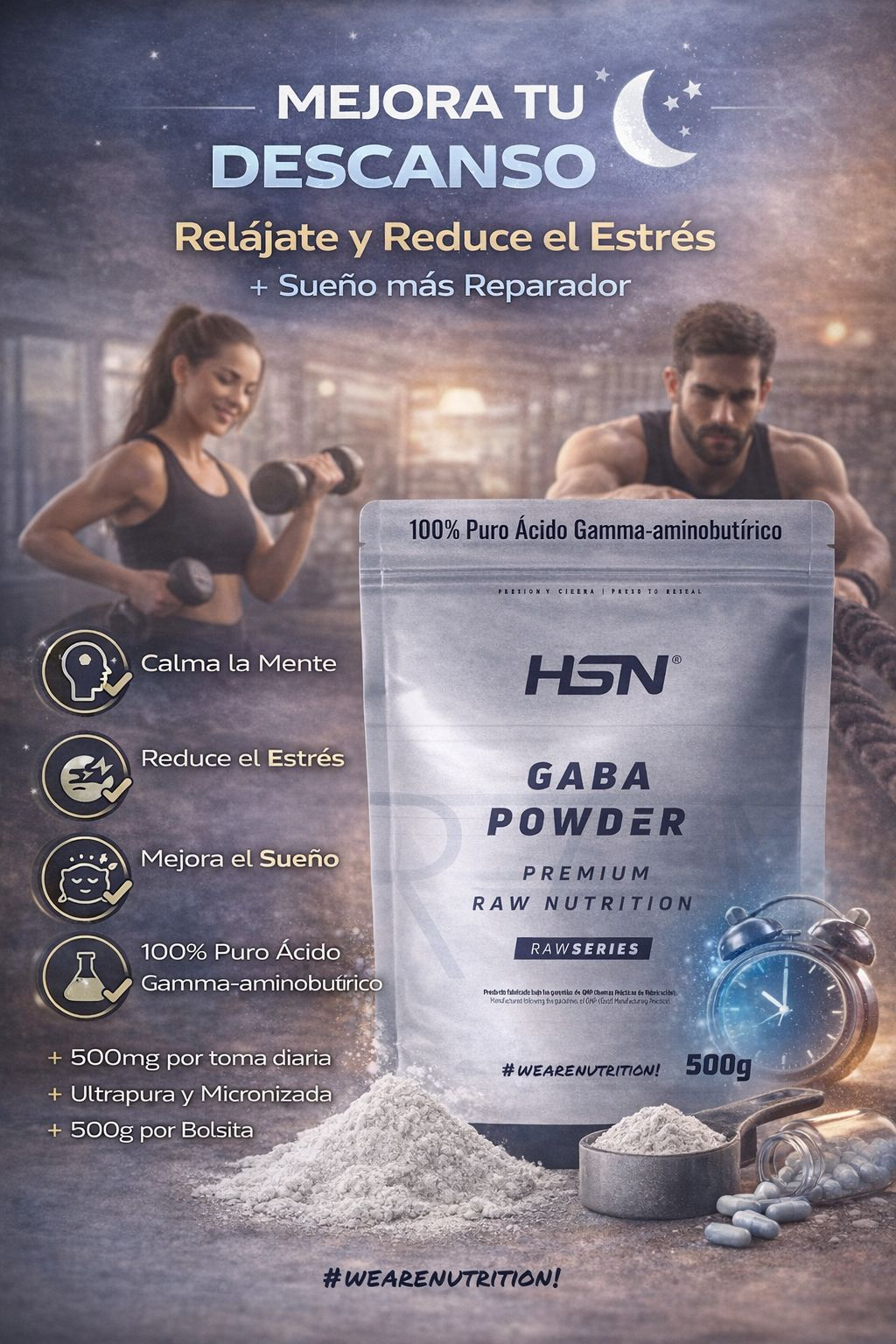 HSN GABA en Polvo 500g - Ácido Gamma-aminobutírico
