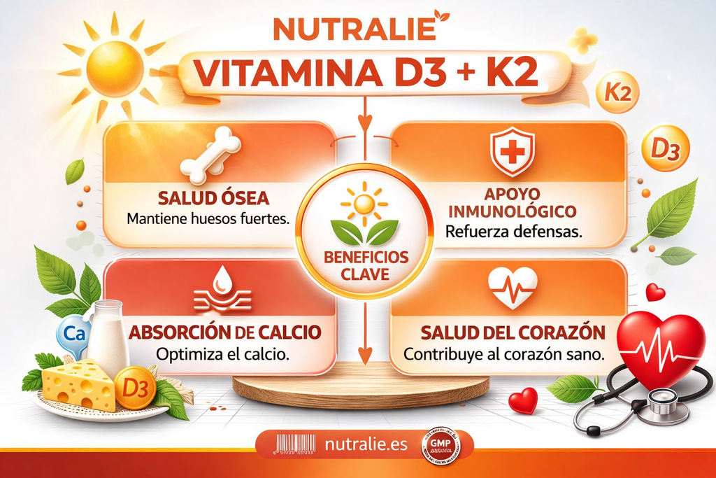 Nutralie Vitamin D3+K2 Complex with Vitamin C, Silicon and Extra Virgin Olive Oil - 60 Softgels