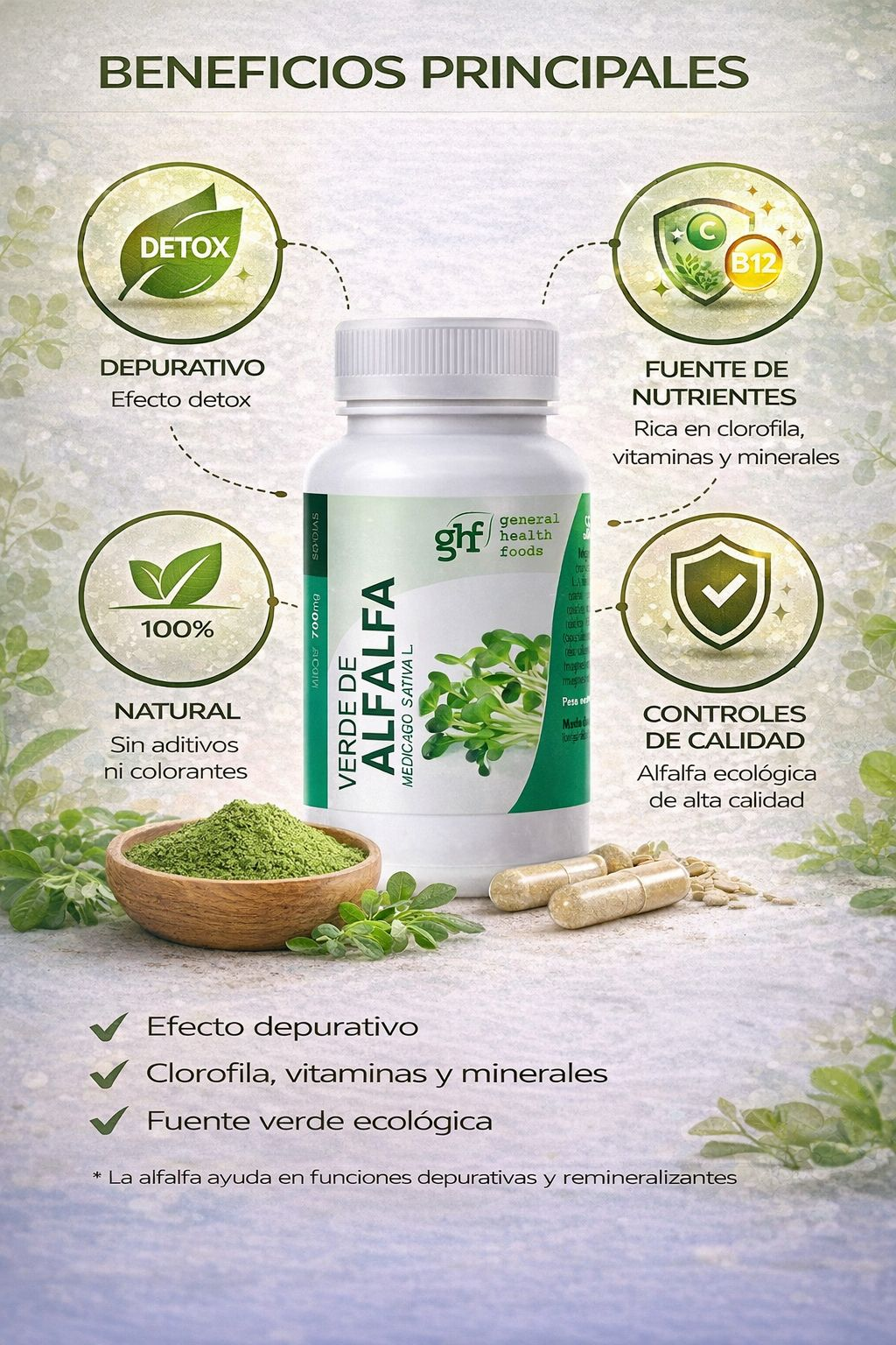 GHF Alfalfa Verde 700mg 100 comprimidos