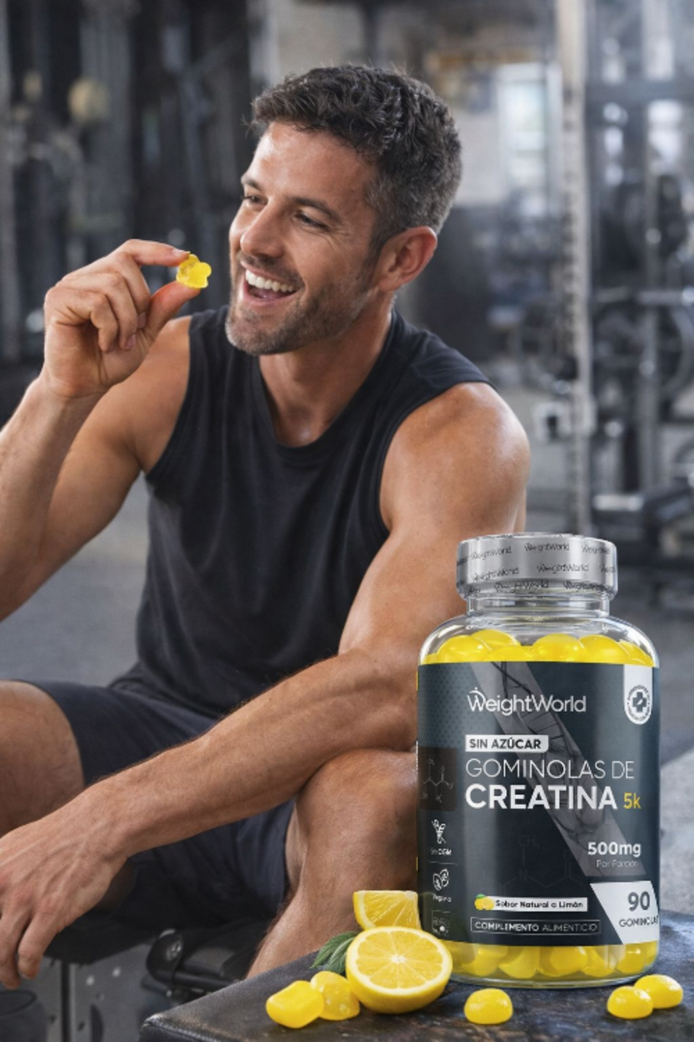WeightWorld Gominolas de Creatina 5000mg Sabor Limón - Sin Azúcar - 90 Gominolas
