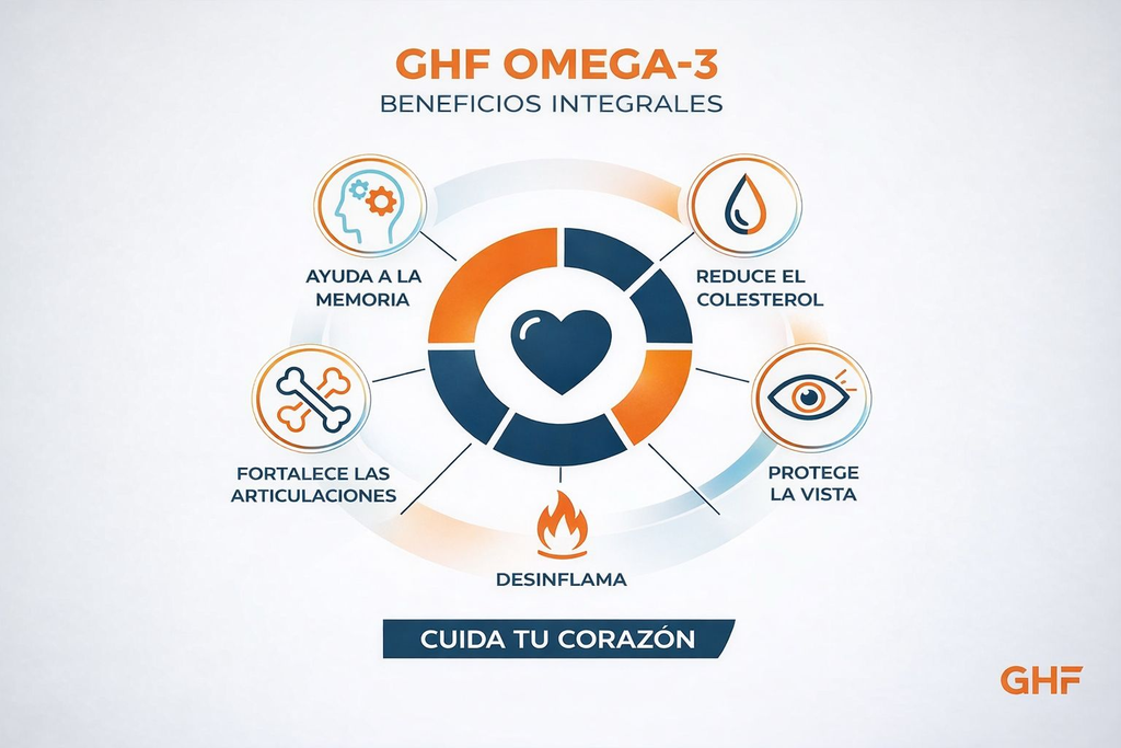 GHF EPA Omega-3 1000mg Aceite de Salmón 18/12 EPA/DHA con Vitamina E - 50 Perlas
