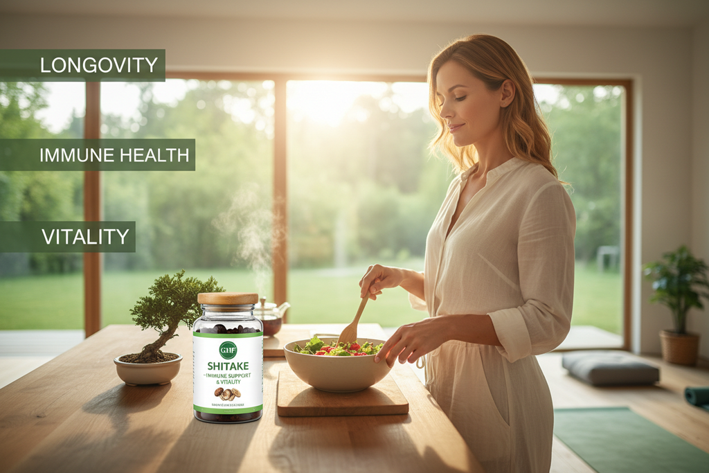 Estilo de vida - Persona vital con Shiitake