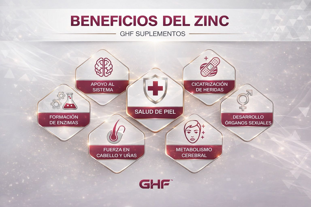GHF Zinc 500mg (10mg Zinc Elemental) Gluconato de Zinc - 100 Comprimidos