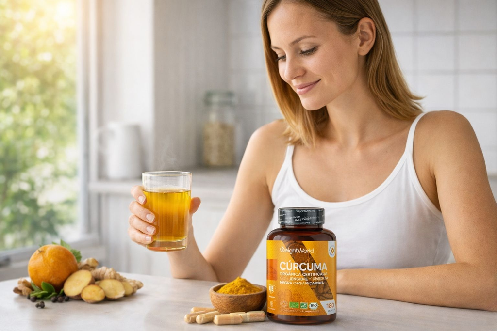 WeightWorld Cúrcuma Orgánica Certificada con Jengibre y Pimienta Negra - 180 Cápsulas