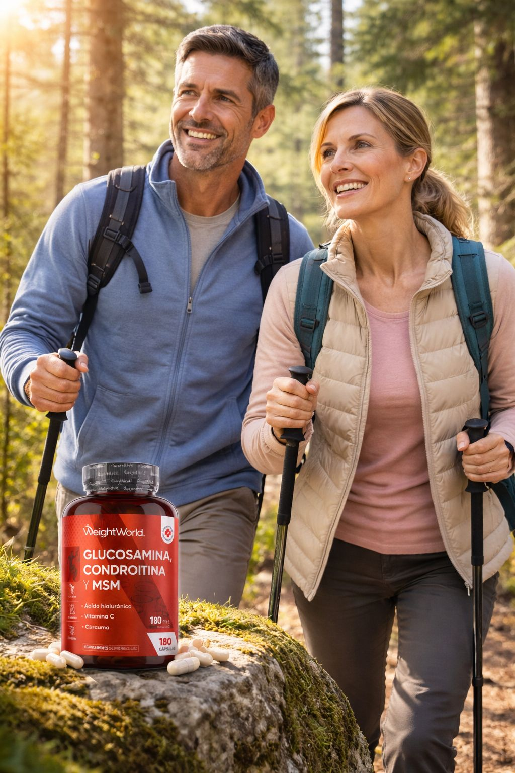 WeightWorld Glucosamina, Condroitina y MSM con Ácido Hialurónico, Vitamina C y Cúrcuma - 180 Cápsulas