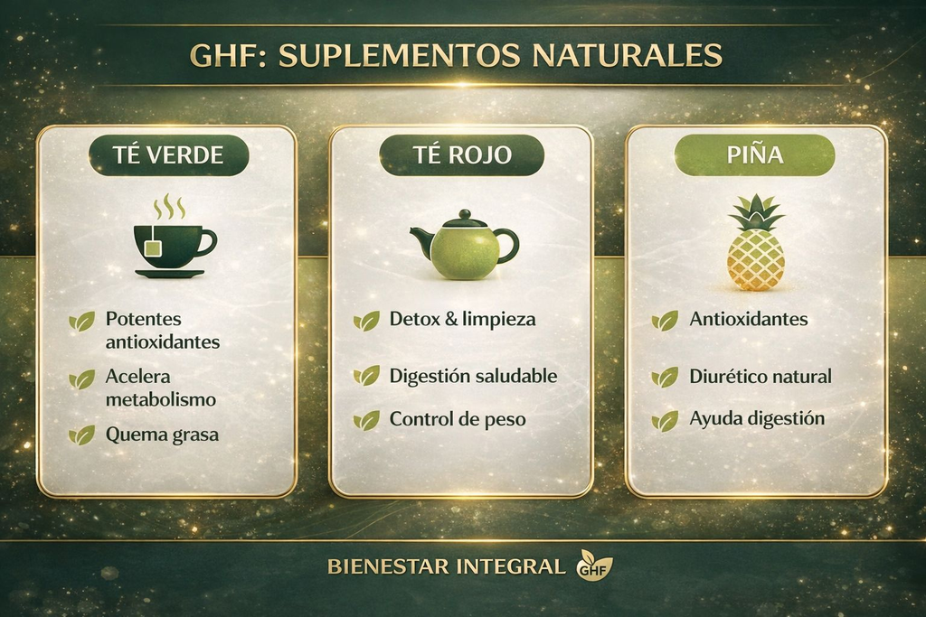 GHF Red Tea + Green Tea + Pineapple 500mg - 60 Capsules Antioxidant and Detoxifying