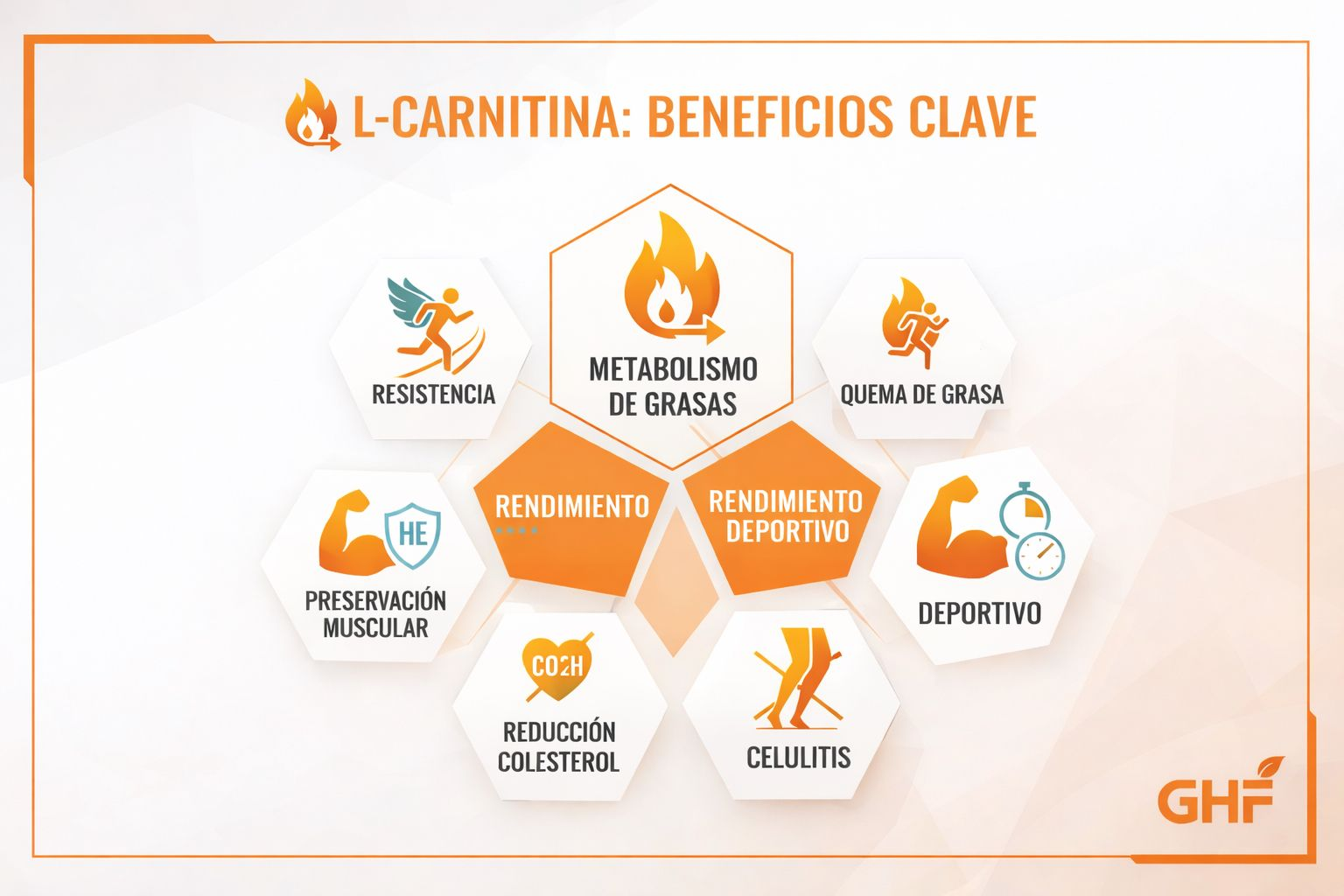 GHF L-Carnitina 500mg - 90 Cápsulas Quemagrasas y Rendimiento Deportivo