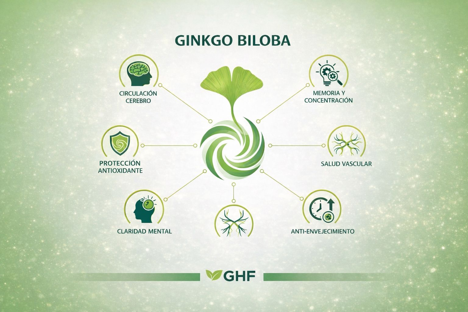 GHF Ginkgo Biloba 700mg - 100 Comprimidos para Memoria, Concentración y Circulación