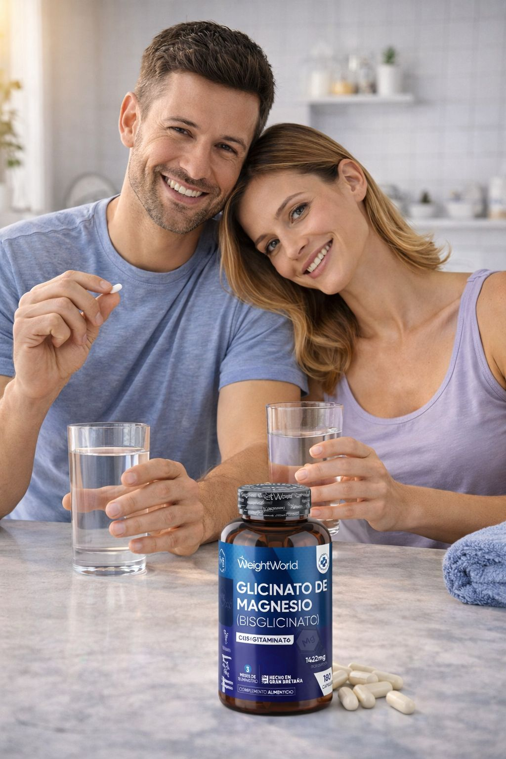 WeightWorld Glicinato de Magnesio (Bisglicinato) con Vitamina B6 - 200mg Magnesio - 180 Cápsulas