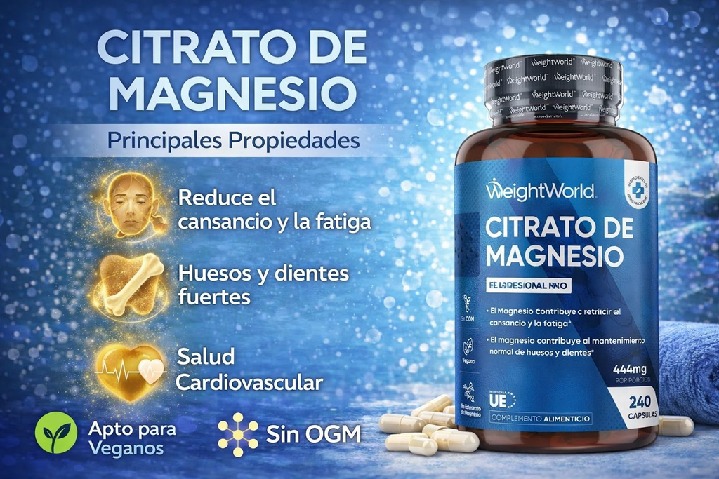 WeightWorld Citrato de Magnesio 444mg - 240 Cápsulas Veganas