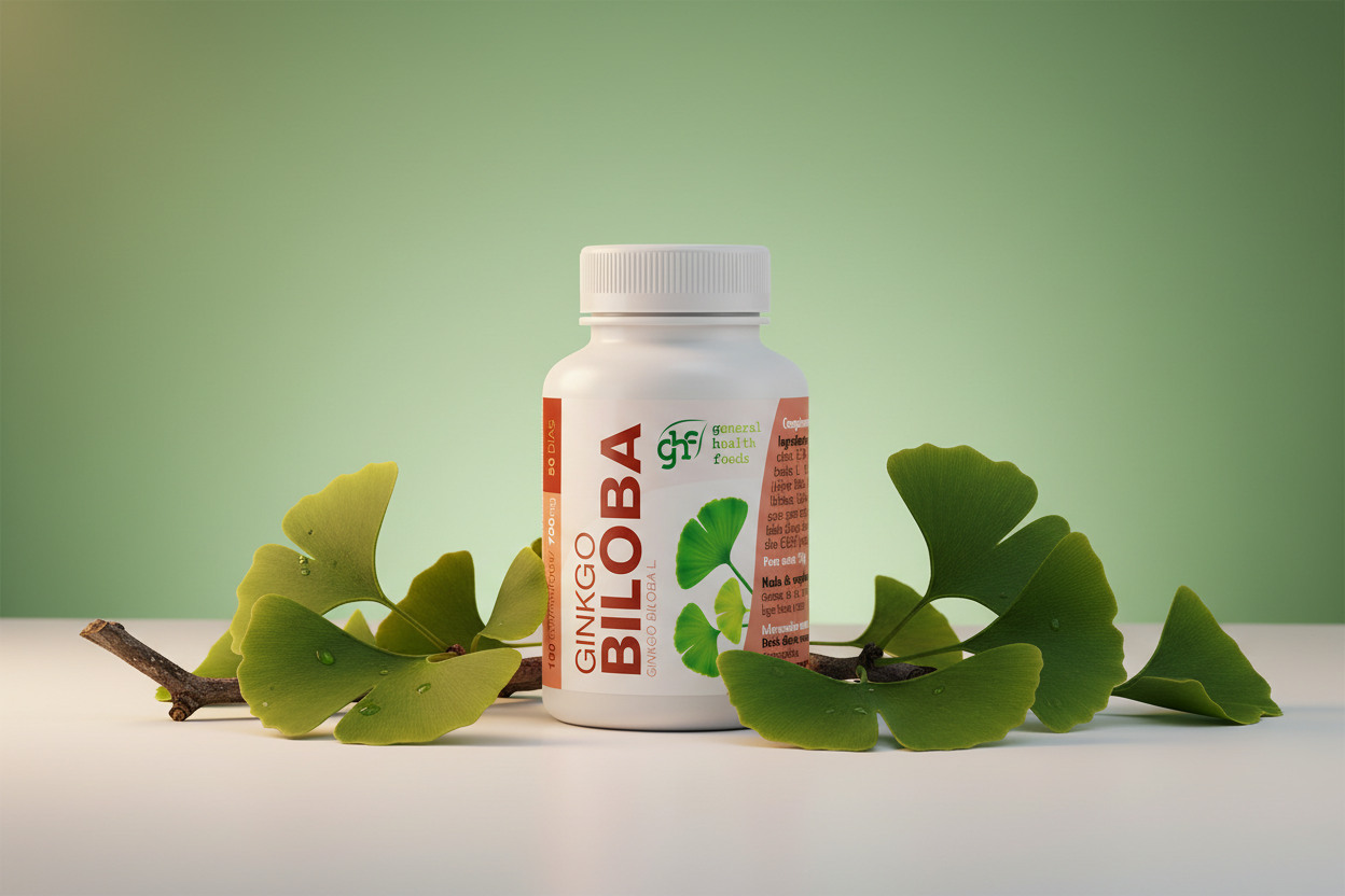 Ginkgo Biloba con hojas naturales