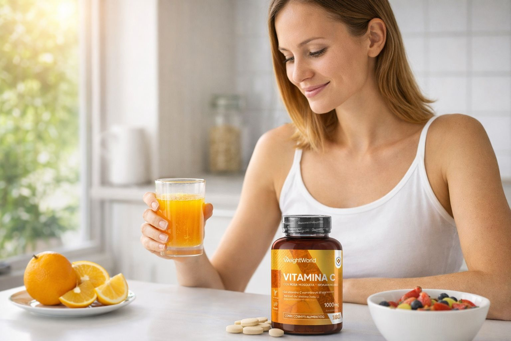 WeightWorld Vitamina C 1000mg con Rosa Mosqueta y Bioflavonoides - 180 Comprimidos