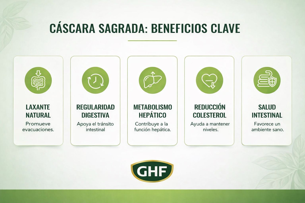 GHF Cáscara Sagrada 500mg con Cascarsósidos - 100 Comprimidos Laxante Natural