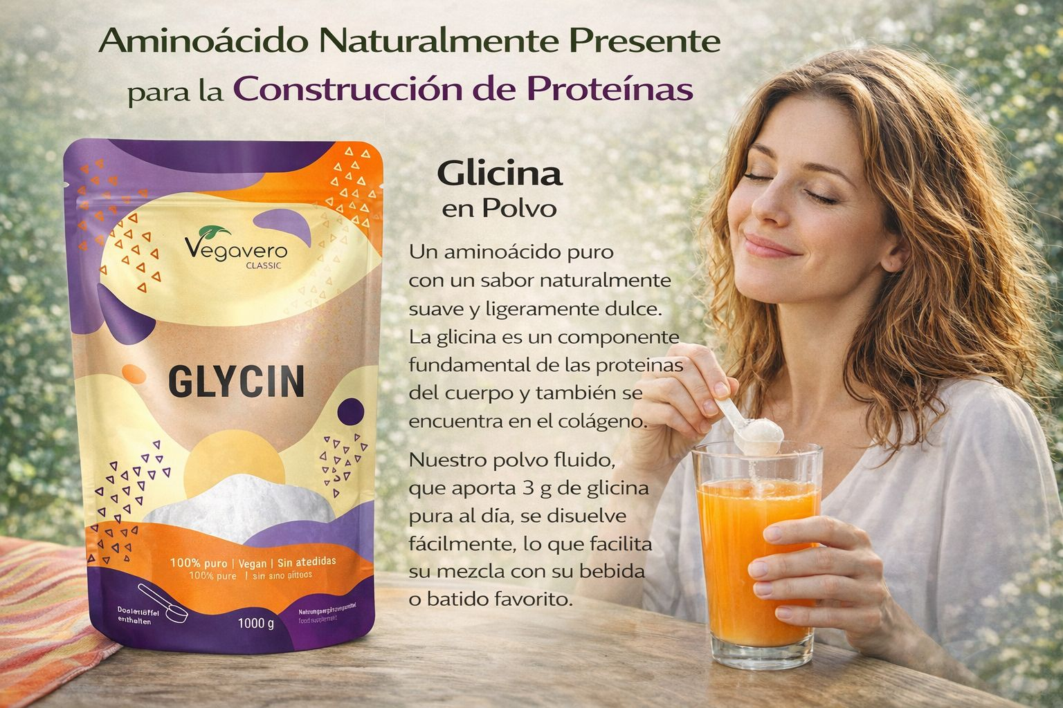 VEGAVERO Glicina en Polvo. 1 kg por envase.
