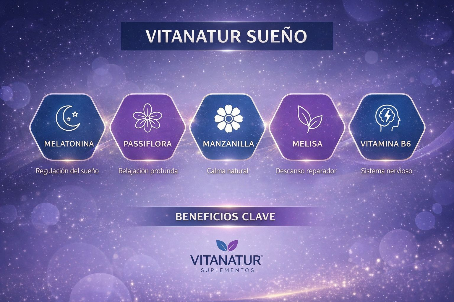 Vitanatur Dream Gummies with Melatonin, Passionflower, Chamomile, Lemon Balm and Vitamin B6 - 60 Gummies Blueberry Flavor