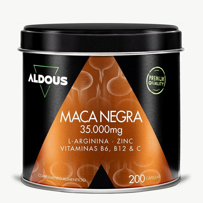 Maca Negra 35.000 mg con L-Arginina, Zinc y Vitaminas – Energía, Vitalidad, Rendimiento y Libido – Refuerzo Masculino y Físico Aldous