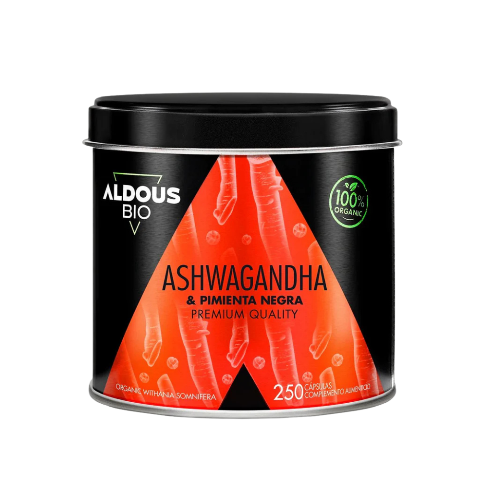 Ashwagandha con Pimienta Negra Ecológica | Reduce Estrés y Ansiedad | Energía y Equilibrio Mental | Alta Absorción Aldous